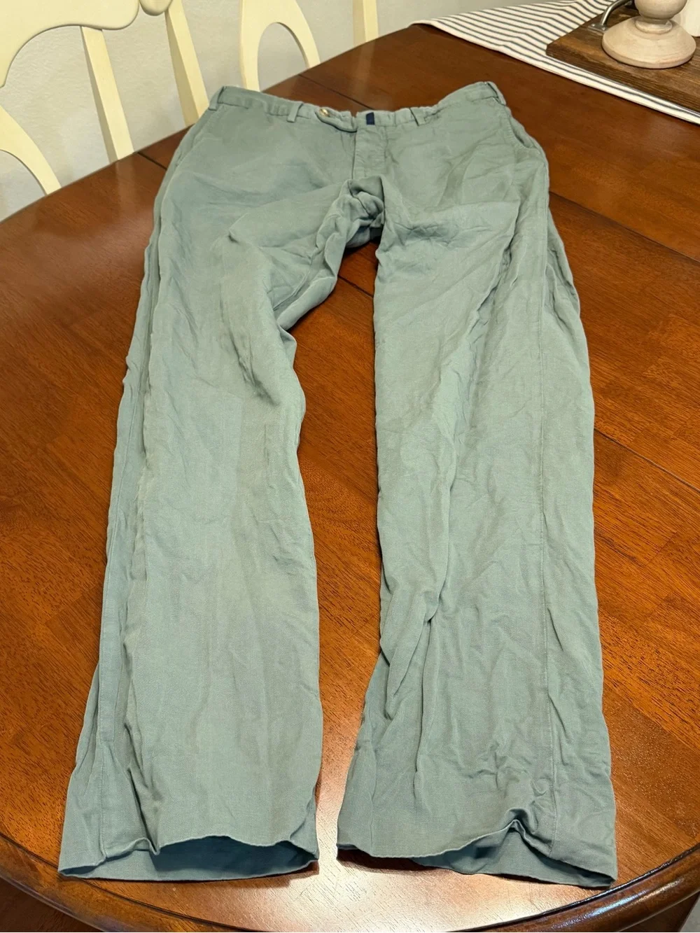 Incotex Slowear Chinolino Mens Green Linen Cotton Trousers Chino Pants 34x32